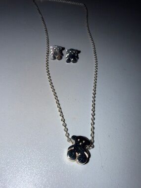 Sterling Silver Tous Necklace and Stud Earrings - Silver